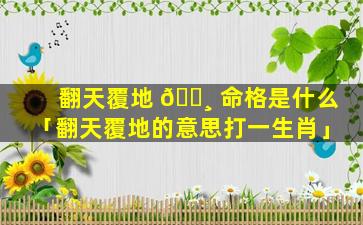 翻天覆地 🕸 命格是什么「翻天覆地的意思打一生肖」